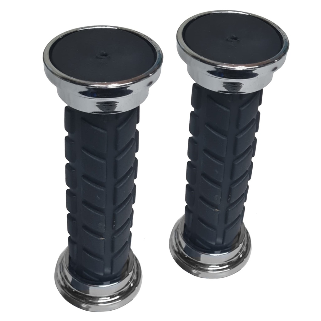 Puños Grip Tipo Chopero Goma con Aros Cromados
